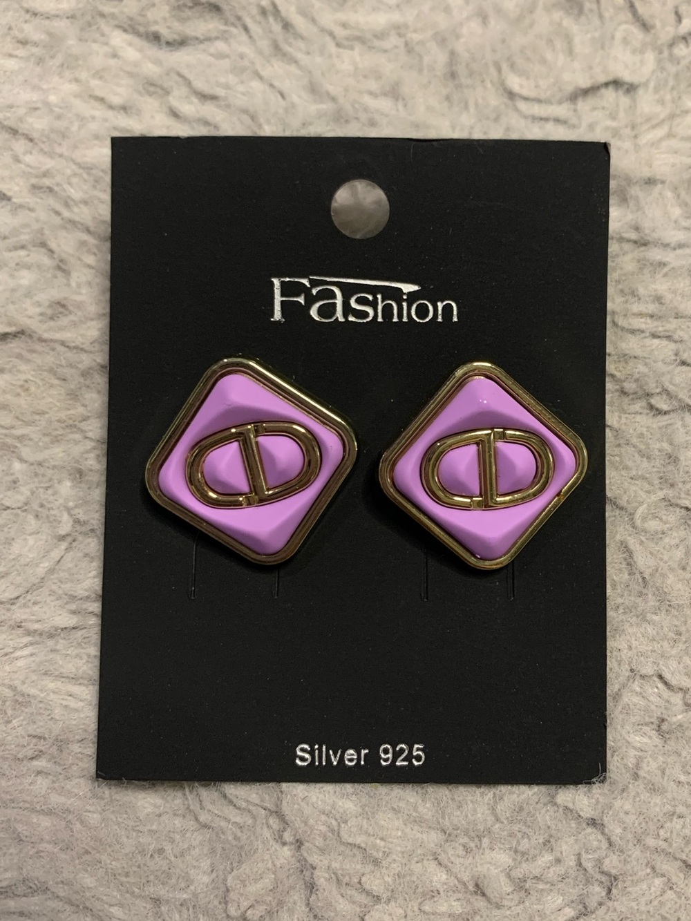 Purple Gold-Tone Enamel Earrings